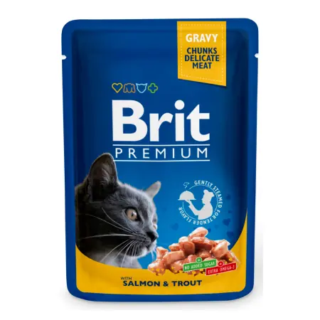 Brit Premium Katzenbeutel mit Lachs und Forelle 100 g / Beutel für Katzen