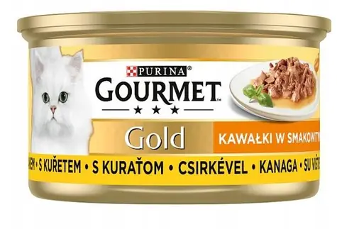 PURINA GOURMET GOLD Delight Huhn in saftiger Sauce 85 g / Dosenfutter für Katzen