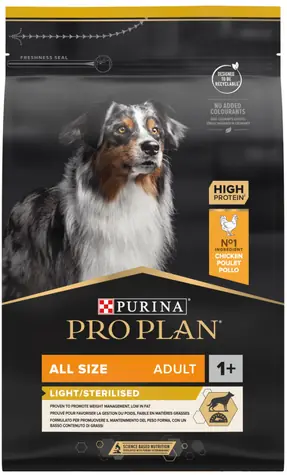 PURINA Pro Plan Adult Light/Sterilisiert 3 kg / für ausgewachsene Hunde / Übergewicht & Kastration