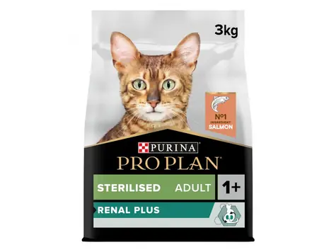 PURINA Pro Plan Cat Renal PLUS Sterilised Lachs 3kg / Granulat für Katzen / für kastrierte Katzen ab 1 Jahr