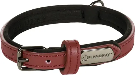Flamingo Binti Lederhalsband mit Neopren rot XS