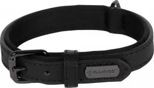 Flamingo Binti Lederhalsband mit Neopren schwarz XS/S