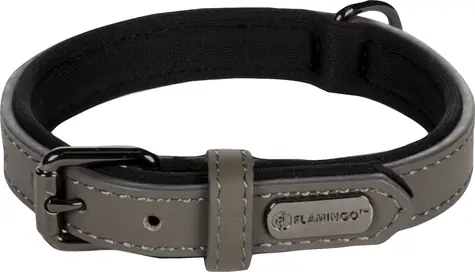 Flamingo Binti Lederhalsband mit Neopren grau XS/S