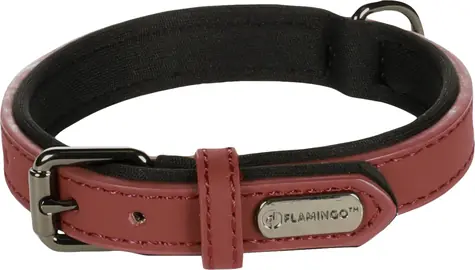 Flamingo Binti Lederhalsband mit Neopren rot XS/S