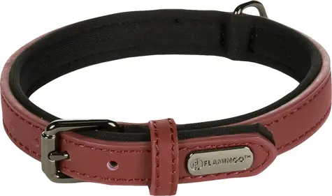 Flamingo Binti Lederhalsband mit Neopren rot S
