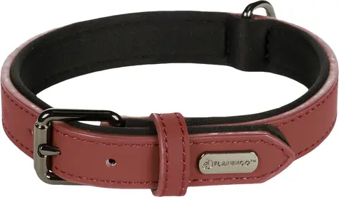 Flamingo Binti Lederhalsband mit Neopren rot S/M
