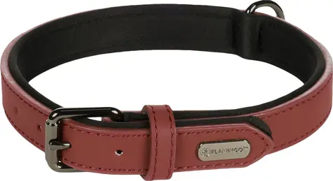 Flamingo Binti Lederhalsband mit Neopren rot M