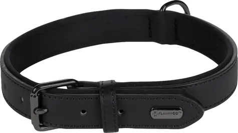 Flamingo Binti Lederhalsband mit Neopren schwarz L