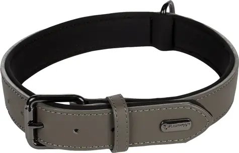 Flamingo Binti Lederhalsband mit Neopren grau XL