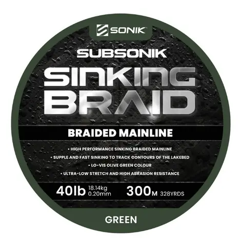 Sonik Cord Subsonic Sinking Braid 300 m 0,20 mm 40 lb