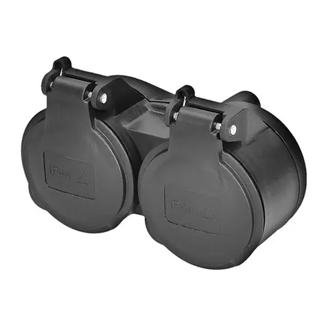 Solight P69 Doppelsteckdose für Feuchtschwarz / IP44