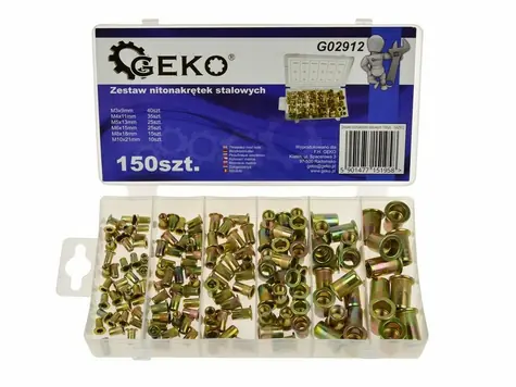 GEKO Satz Nietmuttern aus Stahl 150-tlg 