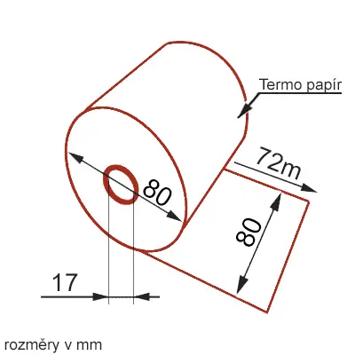 Kassenrolle TERMO 80/80/17mm / Länge 78m / 1 Stück.