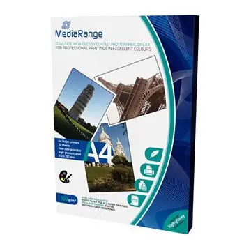 MediaRange A4 doppelseitiges glänzendes Fotopapier 50 Blatt 160g/Tinte