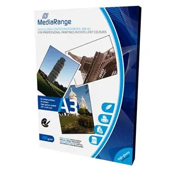 MediaRange A3 glänzendes Fotopapier 50 Blatt 200g/Tinte