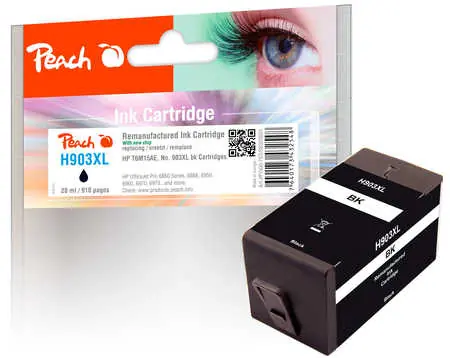 Peach wiederaufbereitete alternative Patrone HP 903XL (T6M15AE) schwarz / 28 ml / neuer Chip
