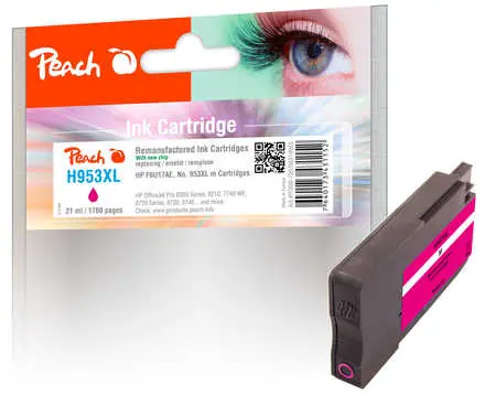 Peach wiederaufbereitete alternative Patrone HP 953XL (F6U17AE) Magenta / 21 ml / neuer Chip