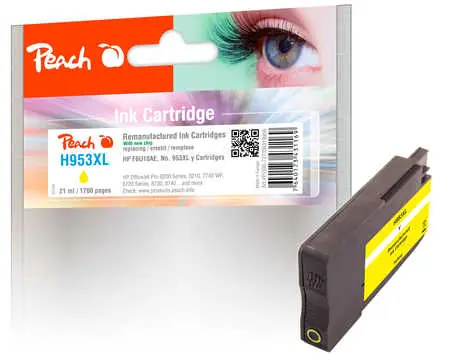 Peach wiederaufbereitete alternative Patrone HP 953XL (F6U18AE) gelb / 21 ml / neuer Chip