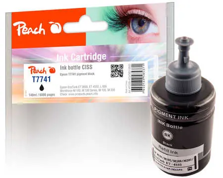 Alternative Pigmenttinte T7741 in Peach , Schwarz / für Epson L1455, L605, L655, EcoTank ET-4550 und L1455 / 140 ml 