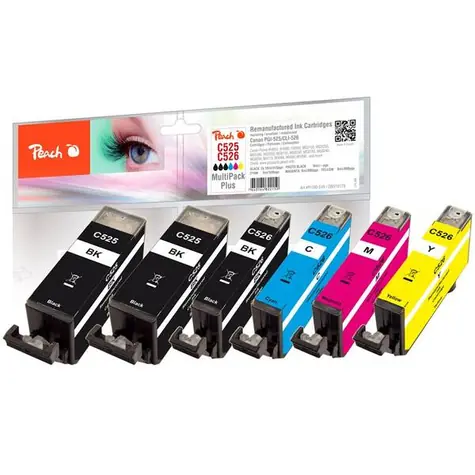 Peach CLI-526 alternative Patrone MultiPack PLUS / Pixma iP4850 / 2xbk & pbk & cmy