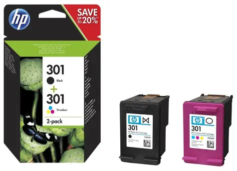 HP 301 (N9J72AE) Tintenpatrone Multipack CMYK / für HP Deskjet 1050A & 1510 & 2050 & 2050A / 3ml
