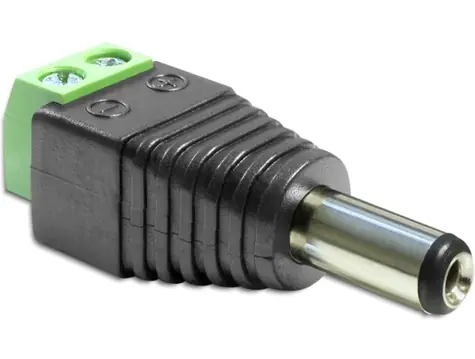 DeLock Adapter DC 2,1 x 5,5 mm Stecker > Klemmenblock 2 Pins