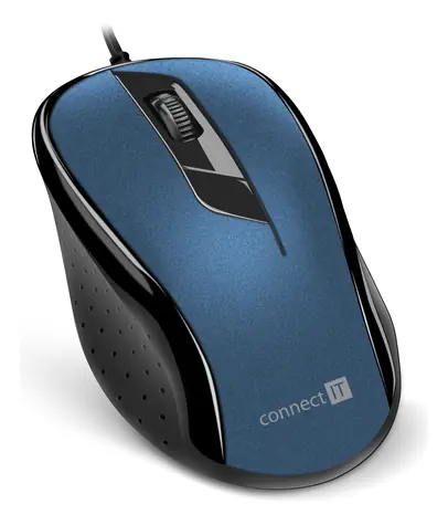 Connect IT CMO-1200 blau / Optische Maus / 1000DPI / 3 Tasten / USB / 1,8m