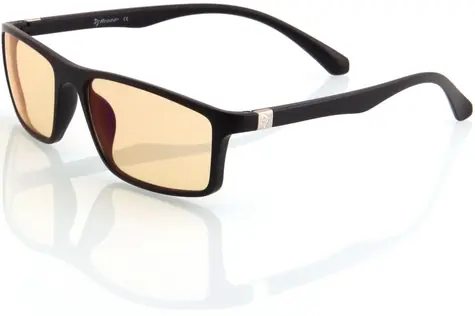 Arozzi VISIONE VX-200 Gaming-Brille mit schwarzem Rahmen und bernsteinfarbenen Gläsern
