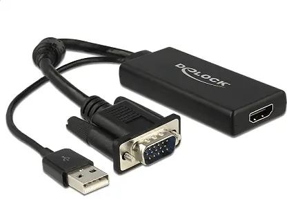 DeLock Adapter VGA > HDMI mit Audio / Schwarz