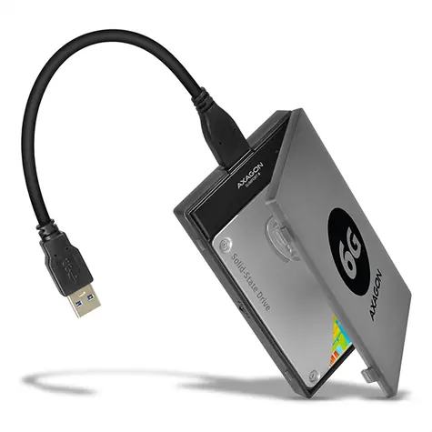 Axagon ADSA-1S6, USB 3.2 Gen 1 - SATA 6G UASP HDD/SSD-Adapter inkl. 2,5-Zoll-Gehäuse