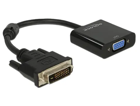 DeLock Adapter DVI-D 24+1 Stecker > VGA Buchse / Schwarz