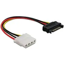 Netzteil SATA 15-polig Stecker auf Molex 4-polig Buchse, 12 cm