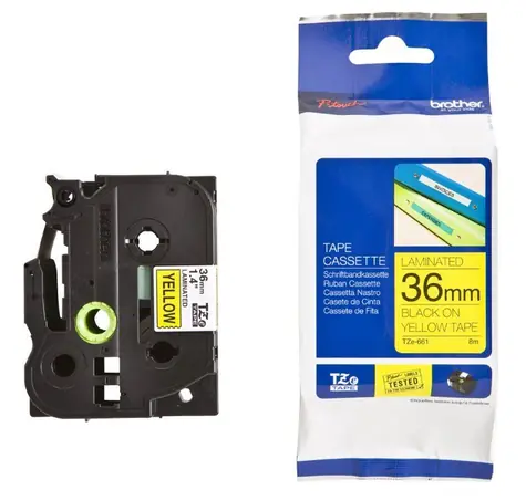 Brother - TZ-661 / gelb/schwarz - (36mm. Laminat)