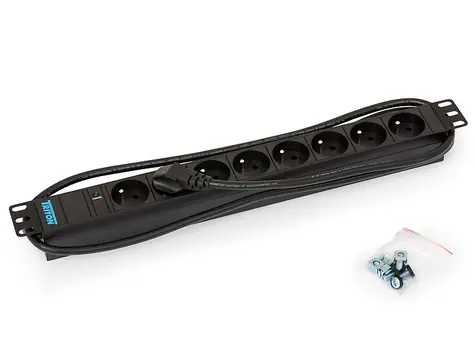 Triton 19"-Verteilerfeld, 8xCZ-Buchse, Kontrollleuchte, 3x1,5mm, 2m Kabel CZ-DE, RAL9005