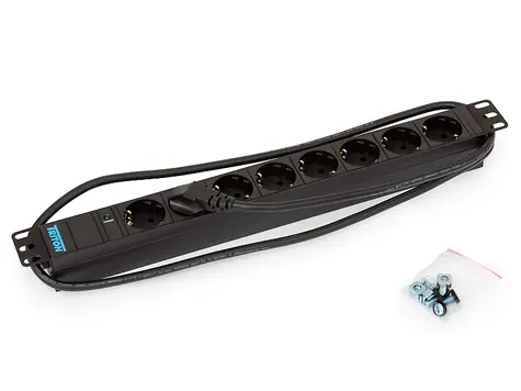 Triton 19" Verteilerfeld / 8xxDE Buchse / Kontrollleuchte / 3x1,5mm / 2m Kabel CZ-DE / RAL9005