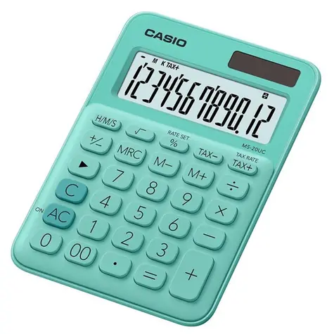 Casio MS 20 UC GN türkis / Taschenrechner / zwölfstellig / Dual-Stromversorgung