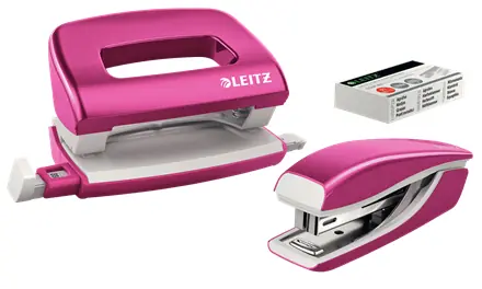 Leitz Wow Mini Hefter- und Locher-Set metallic pink / Heftung: bis zu 10 Blatt