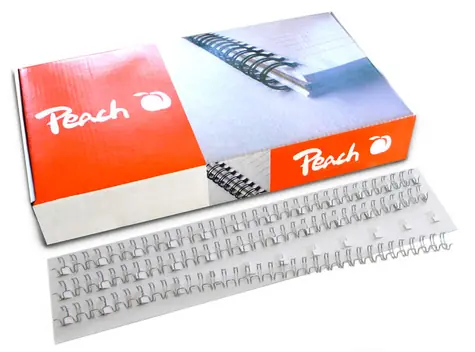 Peach Drahtbinderücken 3:1" Easy-Wire 34 Schlaufen A4 8mm 100 Stück Silber