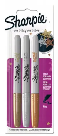 Sharpie Marker permanent F 1,4 mm / Metallic-Farben: Gold/Silber/Bronze / 3 Stk 