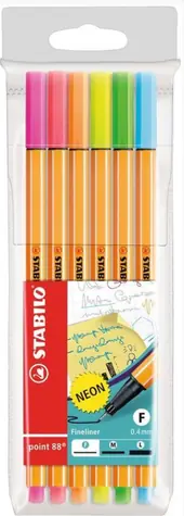 STABILO® point 88 - 6er Set - 6 Neonfarben
