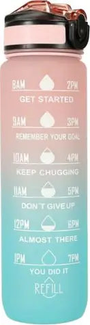 KIK Motivational Wasserflasche 1l Rosa-Blau