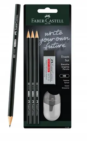 Faber-Castell Exam Set Graphitstift - Härte HB 3-tlg. + Radiergummi + Spitzer