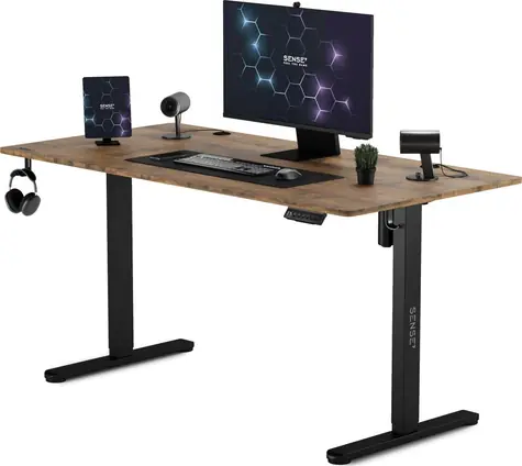 SENSE7 Nojo Schreibtisch, schwarze Eiche / elektrisch höhenverstellbar / 140 x 70 cm / Tragkraft 80 kg