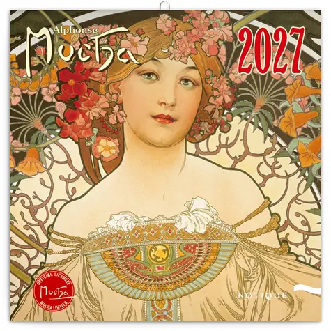 NOTIQUE Notizblock Alfons Mucha 2027, 30 x 30 cm