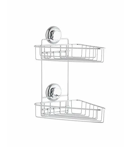Compactor Eck-Doppelregal für Badezimmer, verchromt / kein Bohren erforderlich