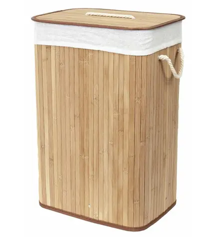 Compactor Bamboo - rechteckig, natur / Bambus-Wäschekorb mit Deckel / 40 x 30 x H60 cm