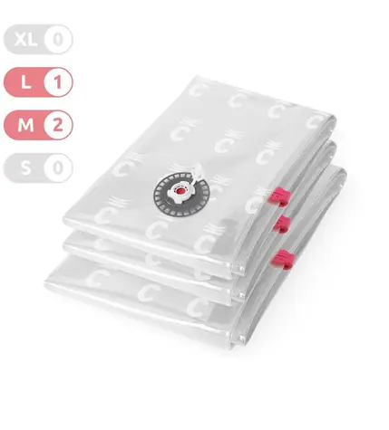 Aspispace Compactor 3er-Set / 3 Vakuumbeutel - zur Aufbewahrung von Textilien und Bettdecken