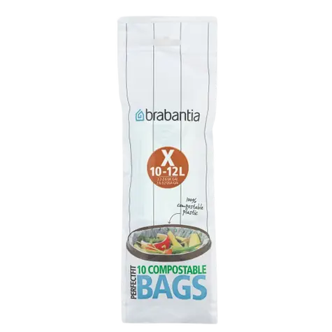 Brabantia PerfectFit Typ X kompostierbare Abfallbeutel 12 l / 10 Stück pro Packung
