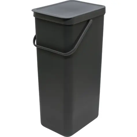 Brabantia Sort & Go Abfallbehälter 40 L dunkelgrau / mit Griff / Kunststoff / 26,7 x 62 x 34,1 cm