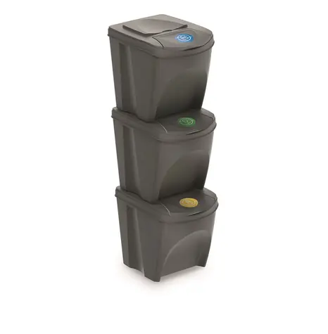 Prosperplast SORTIBOX 3 x 25 l grau / Abfalleimer 